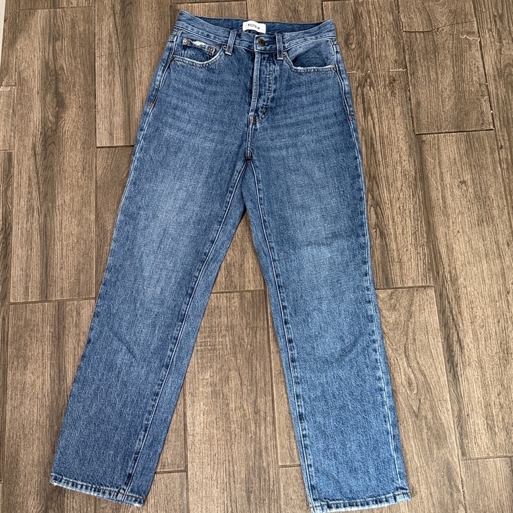 Pistola Women’s High Rise Straight Blue Jeans - Picture 3 of 7